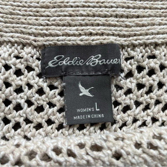 Eddie Bauer- Women’s  L Cotton Linen Blend Chunky Knit Pullover Sweater - Picture 4 of 8